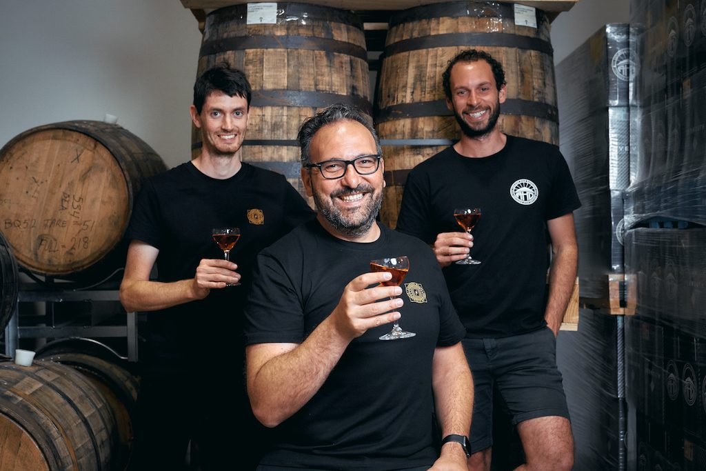 From left: Starward head distiller Sam Slaney, Starward founder David Vitale, and Adelaide Hills Distill