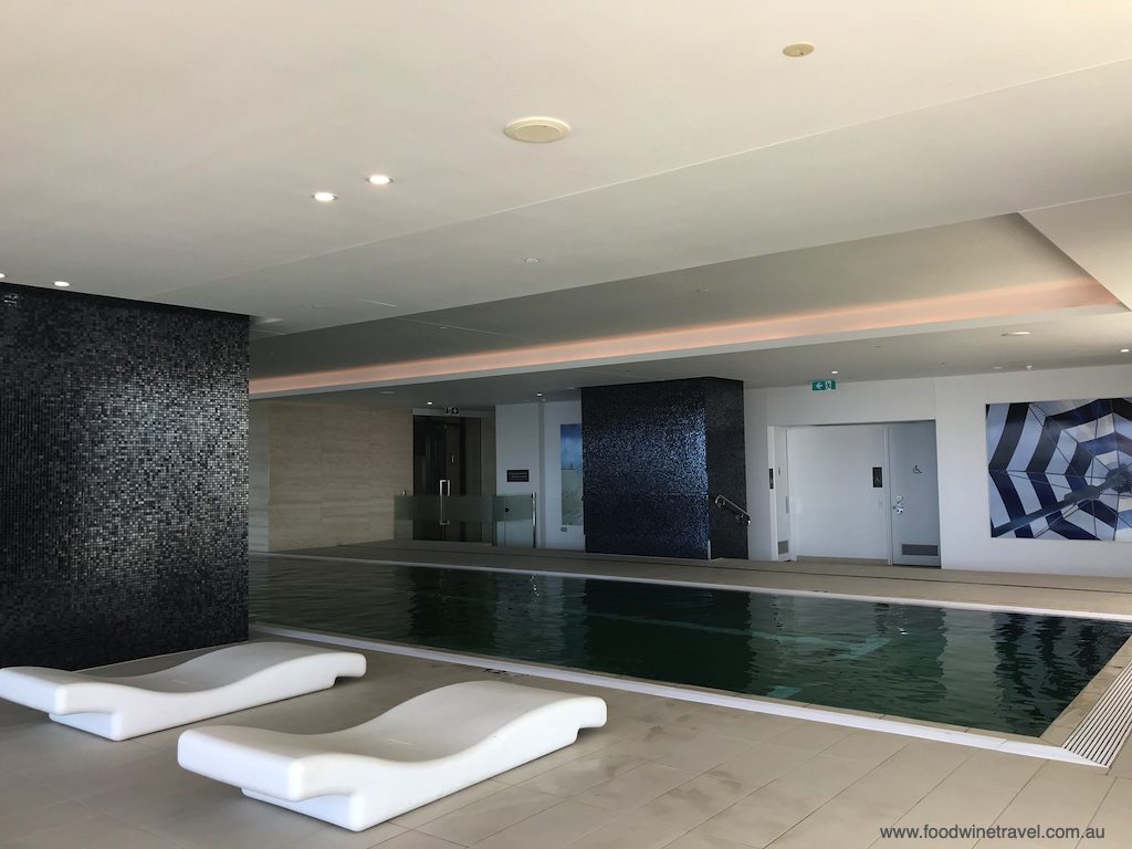 Indoor pool and lounge mats.