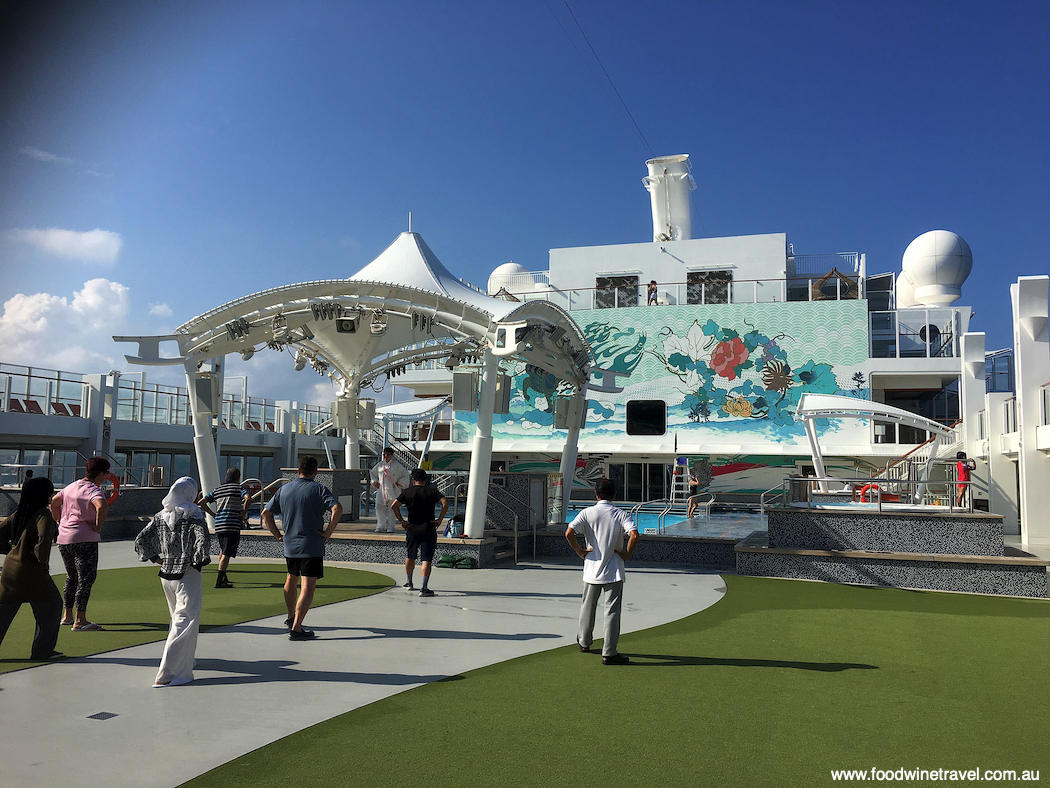 Tai chi on deck, one of many activities on board.