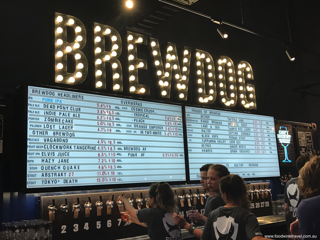 The bar has 28 taps showcasing both BrewDog beers and local craft beers. 