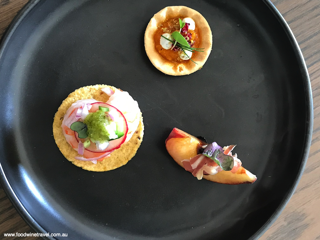 Canapés prepared by Will Stewart to accompany the reds.