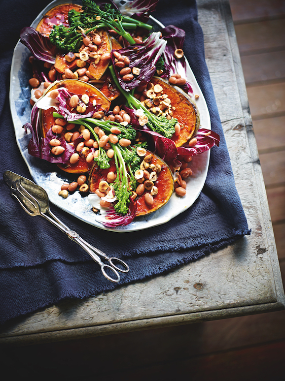 Honey-Roasted Pumpkin, Borlotti Bean, Broccolini And Hazelnut Salad, from The Anti-Inflammatory Cookbook.