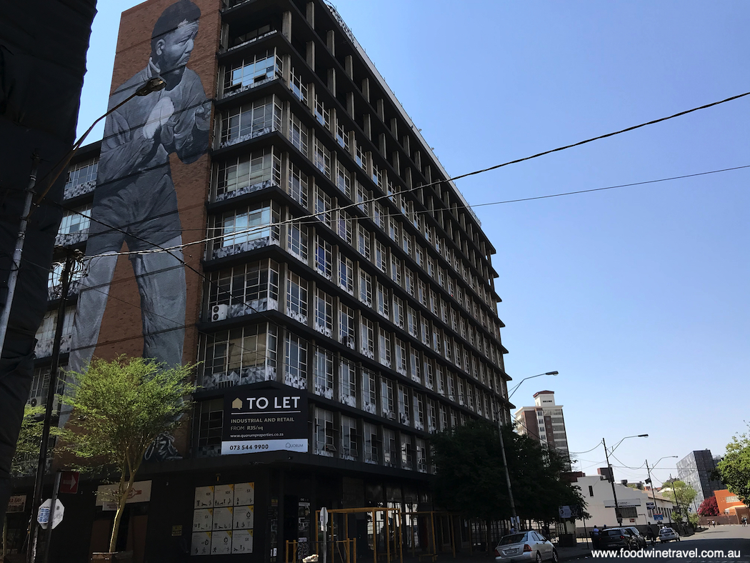 Shadow Boxer mural Maboneng Johannesburg sites associated with Nelson Mandela