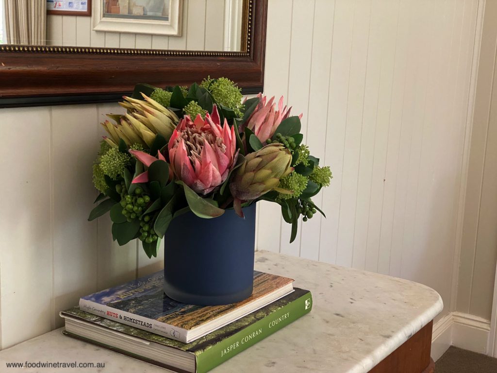 Spicers Hidden Vale Homage Restaurant Flowers in Luxury Cabin