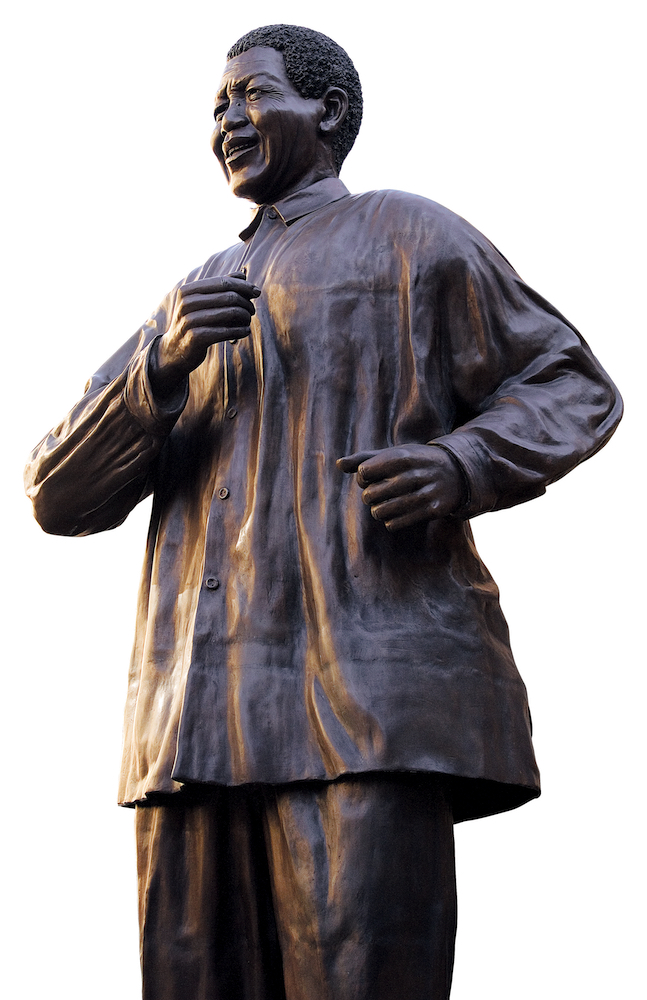 Nelson Mandela statue overlooking Nelson Mandela Square Johannesburg sites associated with Nelson Mandela