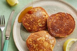 Recipe for Pear & Ginger Pancakes, from Vegan(ish), by Jack Monroe.