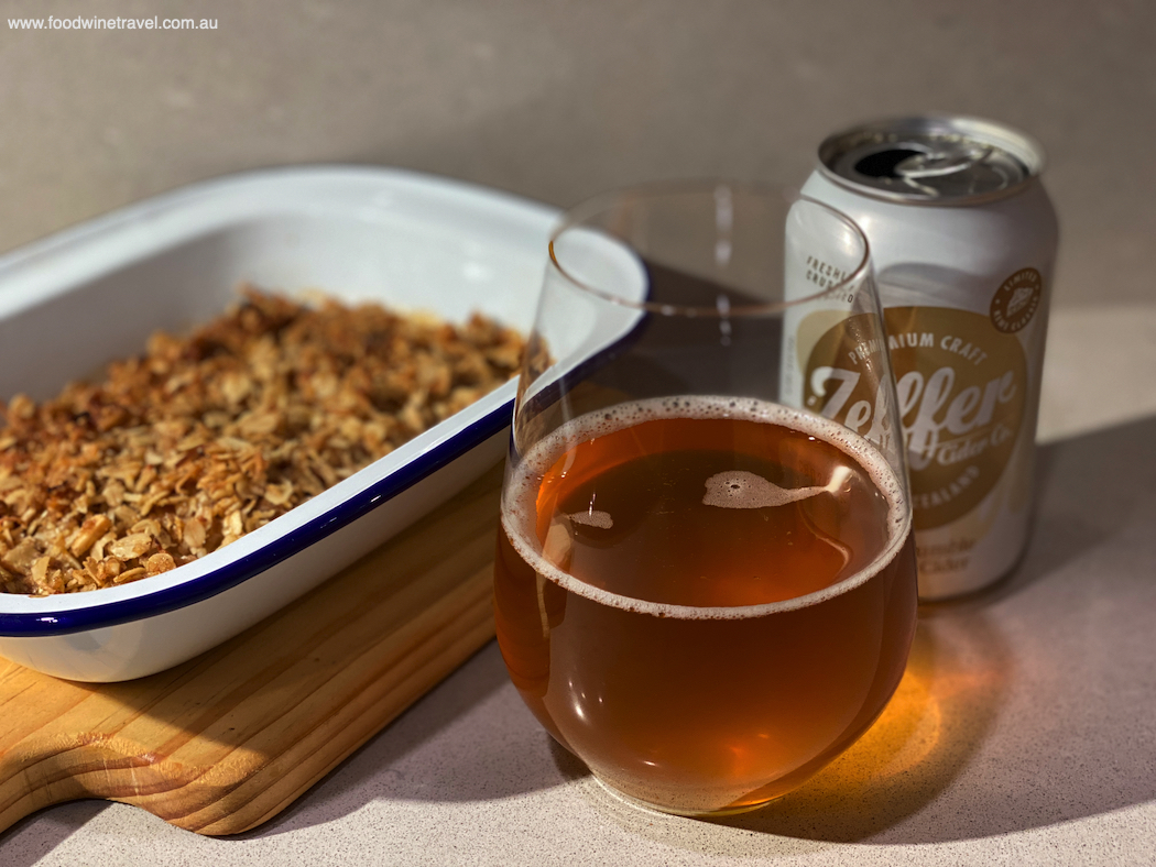 The apple crumble infused cider is a delicious match for this apple crumble recipe.