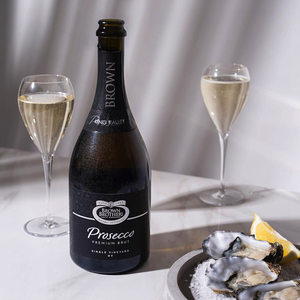 Brown Brothers NV Prosecco Premium Brut is a good match for oysters and seafood dishes.