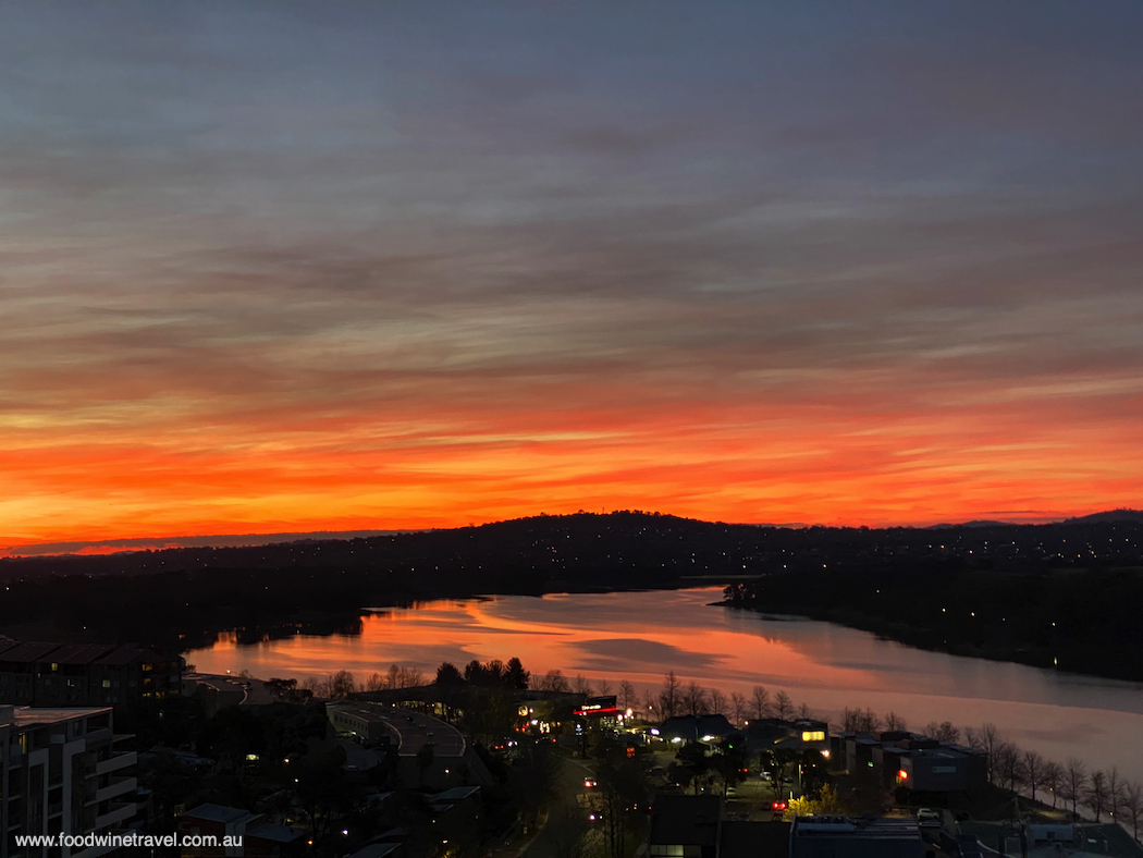 Spectacular sunset over Lake Ginninderra in Canberra.