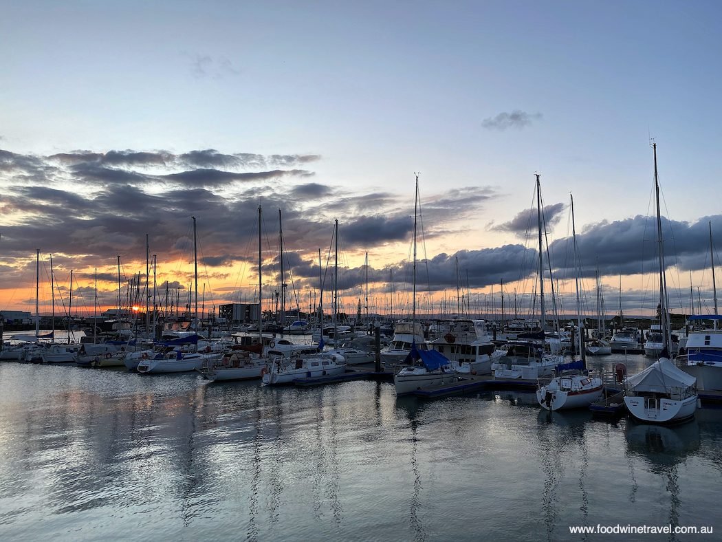 Scarborough boat harbour, at sunset.