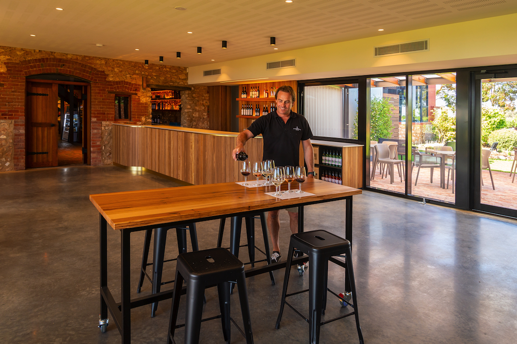 Materials for the new tasting room were sustainably sourced, recycled, and repurposed. Photo: John Krüger.