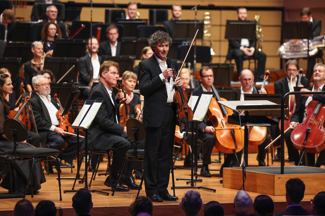 Concertmaster Warwick Adeney at the Arabian Nights concert.