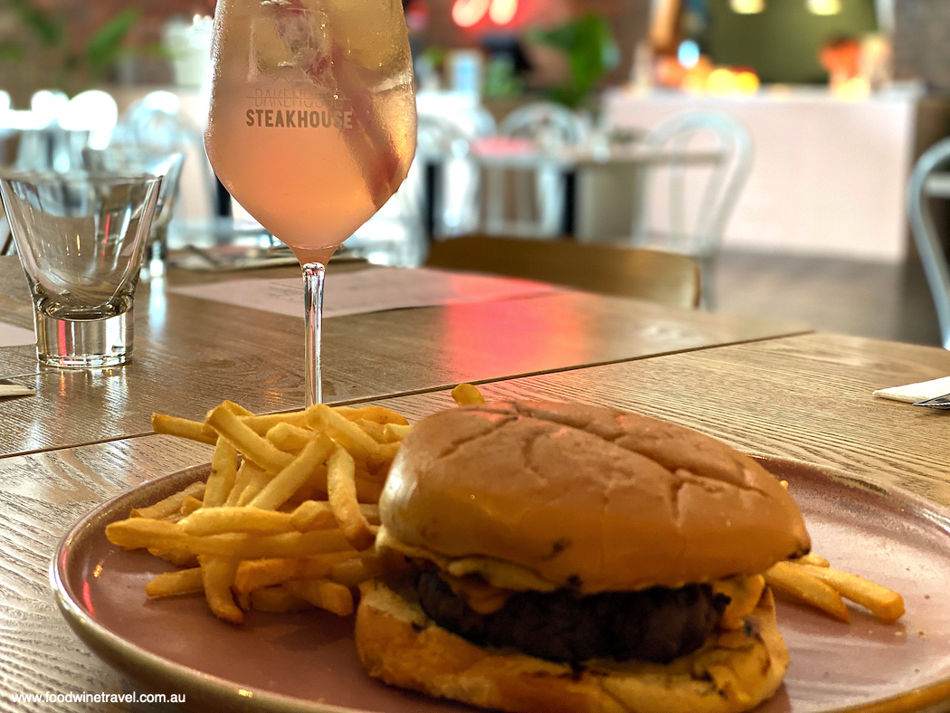 Flavours of Ipswich Bakehouse Steakhouse's Wagyu cheeseburger and a refreshing Summer Spritz.