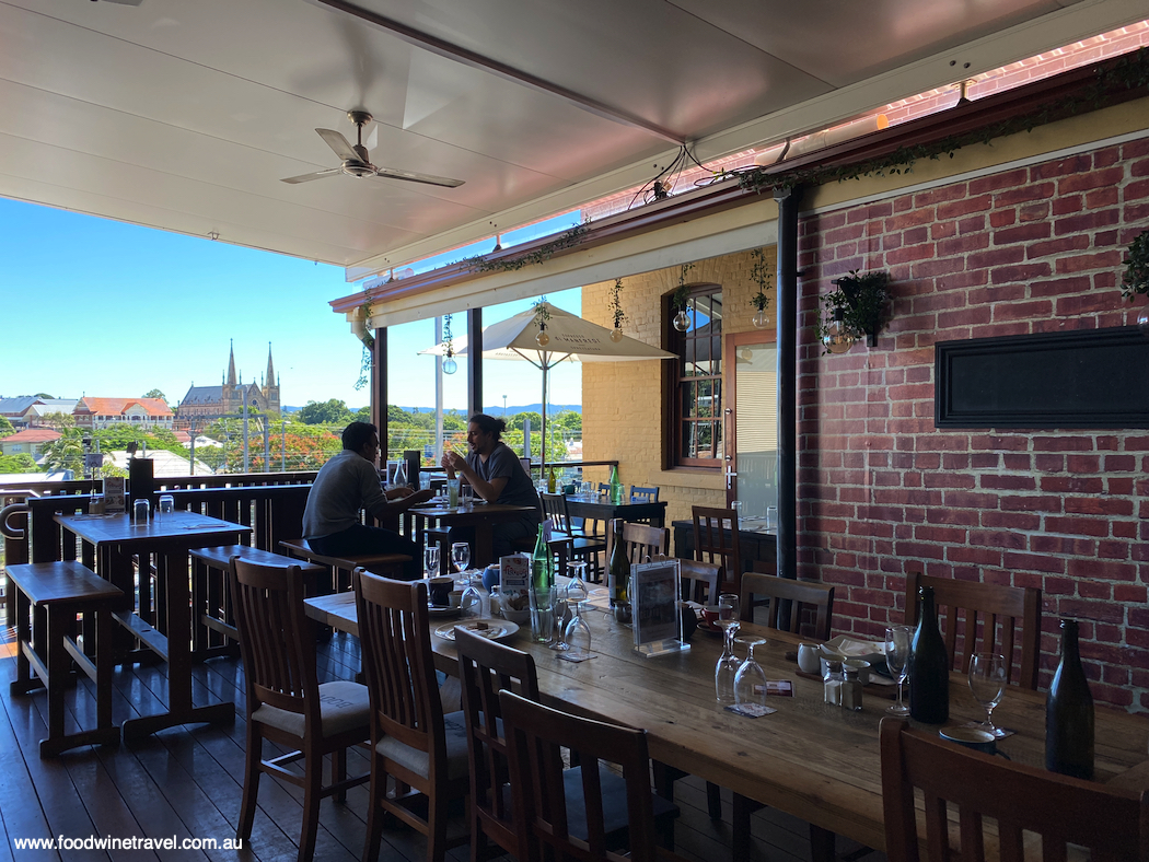 Flavours of Ipswich The back deck at Fourthchild looks out over the railway tracks to Ipswich’s most famous landmark, St Mary’s Church.