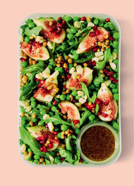 Luscious Pea, Pomegranate and Fig Salad, from The 5-Minute Vegan Lunchbox.