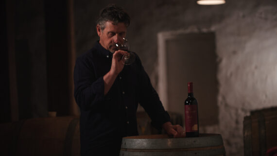 Grant Burge winemaker Craig Stansborough tasting Filsell Old Vine Shiraz.