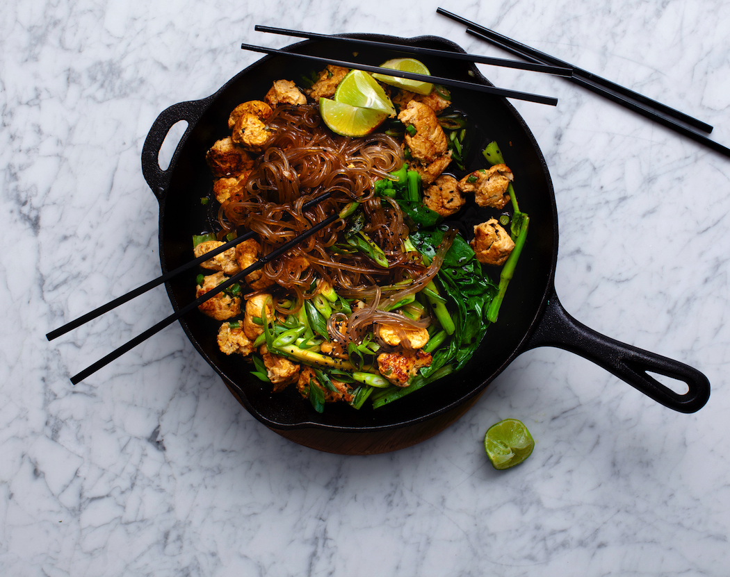 Red Curry Chicken Meatballs & Sweet Potato Noodles, from Every Night Of The Week.