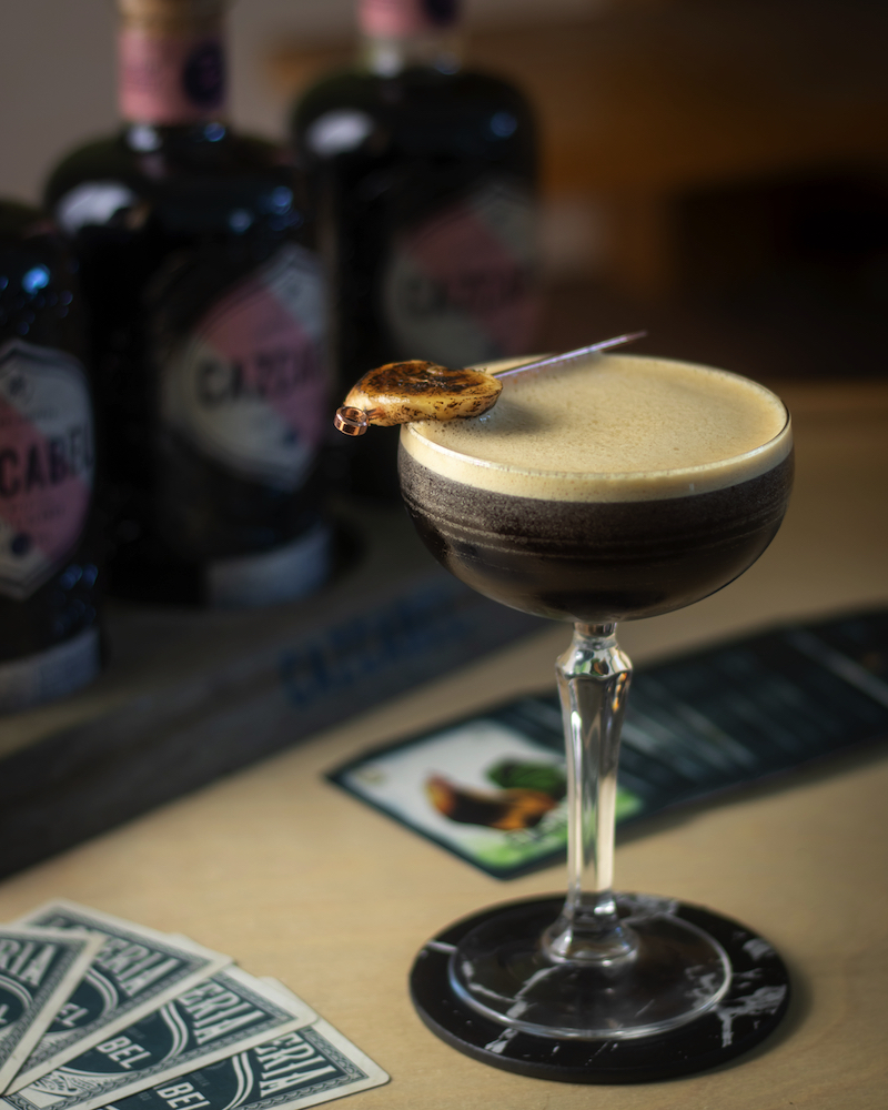 Banana Split Martini Vertical made with Cazcabel Coffee Liqueur.