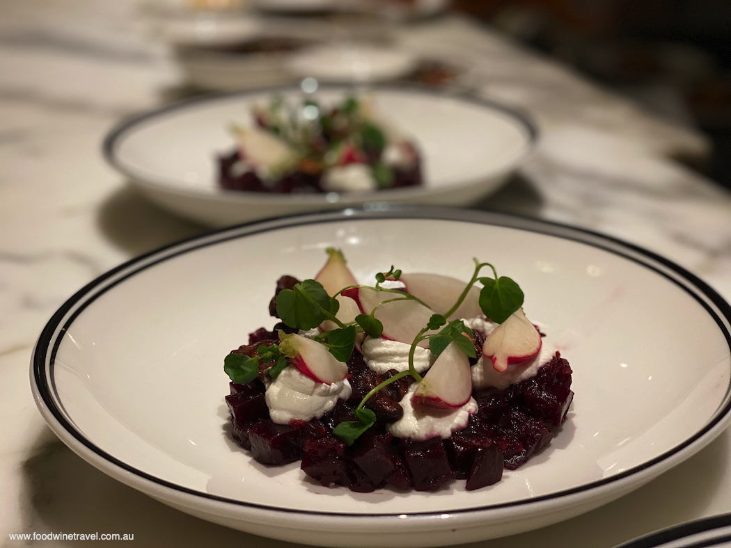 This starter of beetroot with radish, walnuts and goats curd was divine.