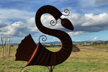 Quirkle, by Paul Dimmer, one of the entries in Sculpture@Shaw, on display at Shaw Vineyard Estate.