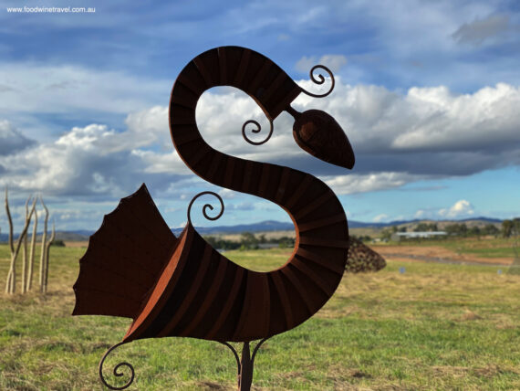 Quirkle, by Paul Dimmer, one of the entries in Sculpture@Shaw, on display at Shaw Vineyard Estate.