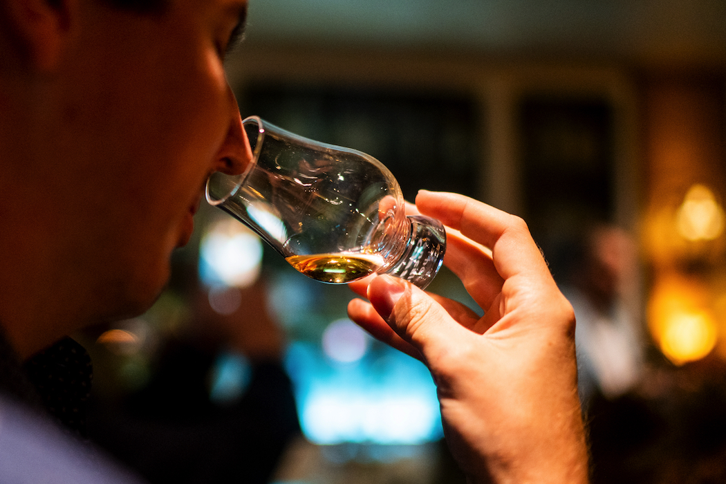 Bruichladdich's signature malt whisky, The Classic Laddie, has a golden hue with subtle spice.