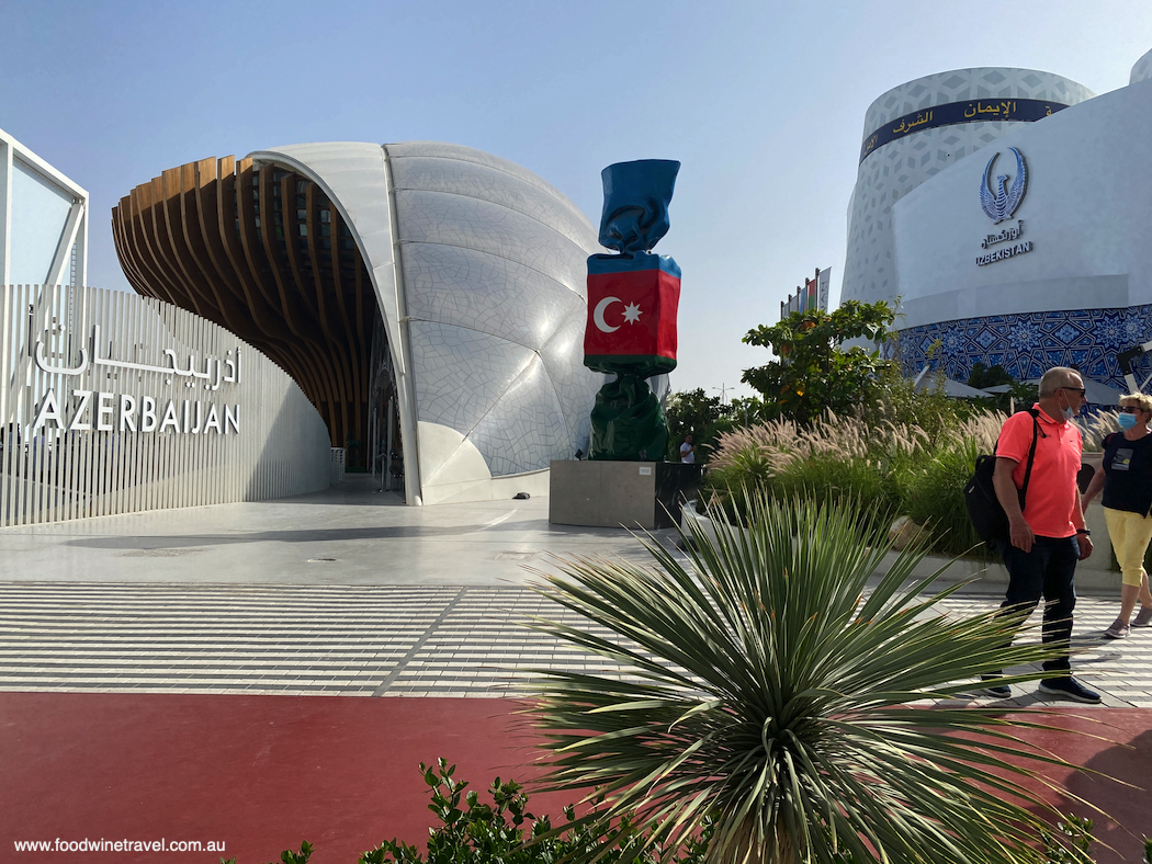 The Azerbaijan and Uzbekistan pavilions.