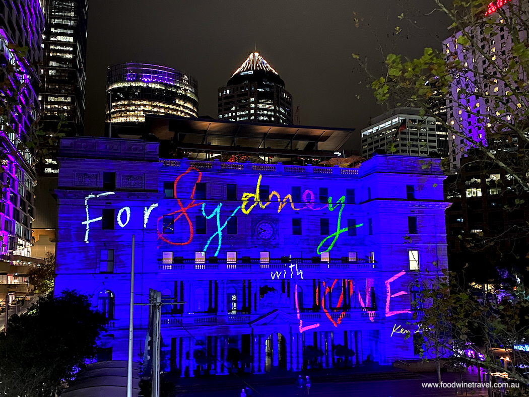 Ken Done's ode to Sydney on the façade of Customs House.