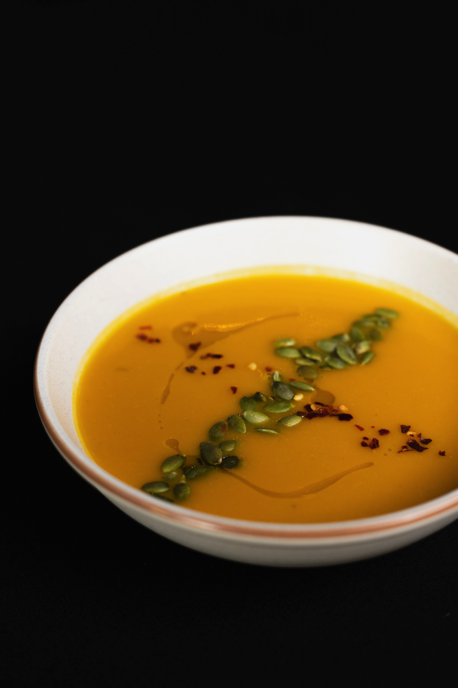 Roast pumpkin soup, one of the classic bistro dishes on offer.