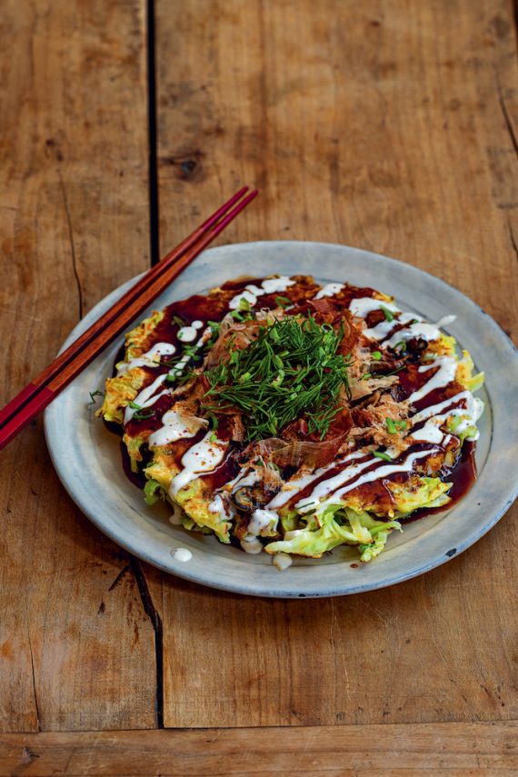 Feel free to invent your own version of this recipe for Okonomiyaki from Japanese Home Cooking.