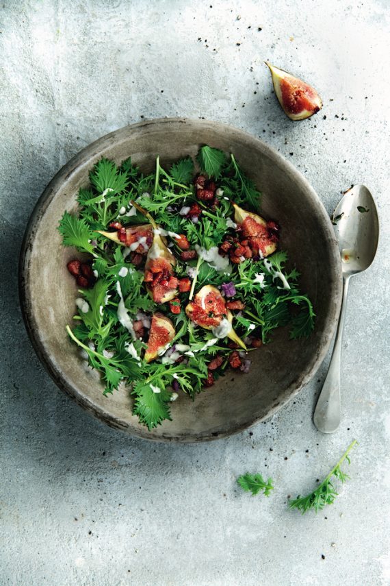 Salad can be as simple as a few green leaves in a bowl or as luxurious as this Roasted Fig Salad.