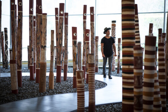 Art works at the National Gallery of Australia representing thousands of years of indigenous culture. Photo: Visit Canberra.