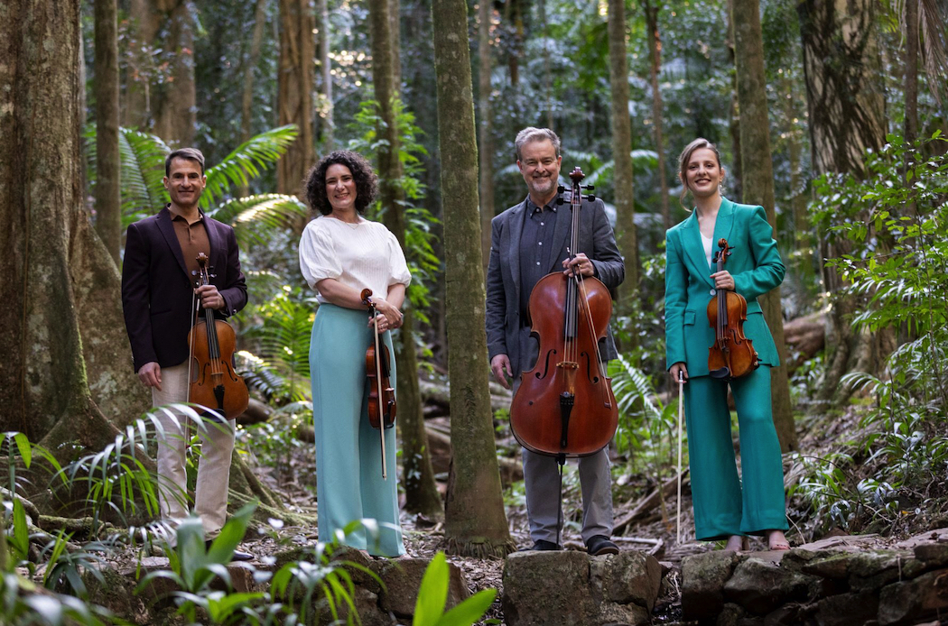 QSO's Nicholas Tomkin, Natalie Low, Matthew Kinmont and Mia Stanton in Maiala (Mt Glorious), for Sounds Like Queensland.