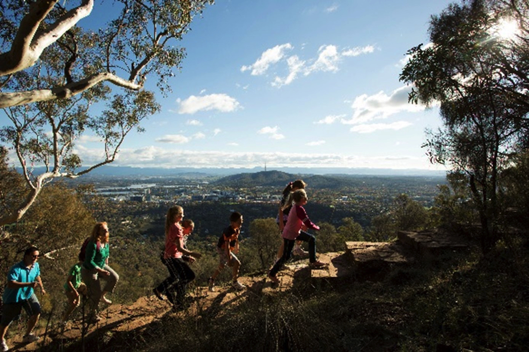 The walk to the summit of Mt Ainslie is one the whole family can enjoy. Photo: Visit Canberra.