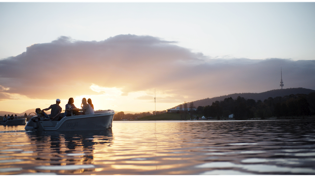 Renting a Go Boat to sail on Lake Burley Griffin is a great way to enjoy the outdoors. Photo: Visit Canberra.