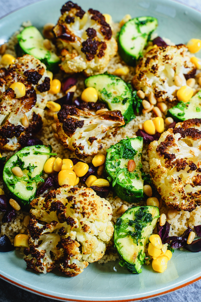 Couscous Pilaf with Roasted Cauliflower & Pine Nuts, from Plantbased, by Alexander Gershberg.