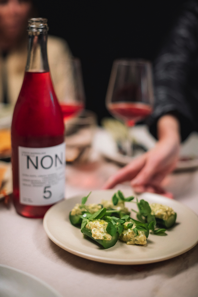 An inspired pairing of NON 5 (lemon marmalade and hibiscus) with cucumber gribiche.