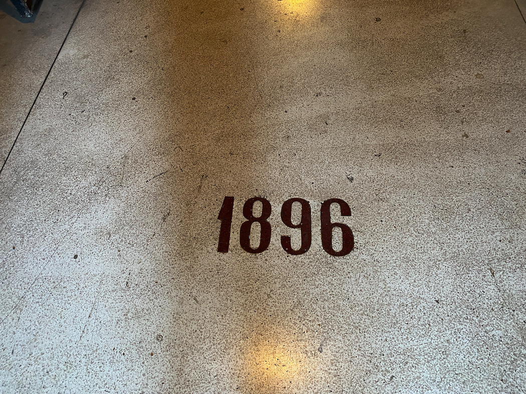 Date in the floor tiles of the historic cellars.
