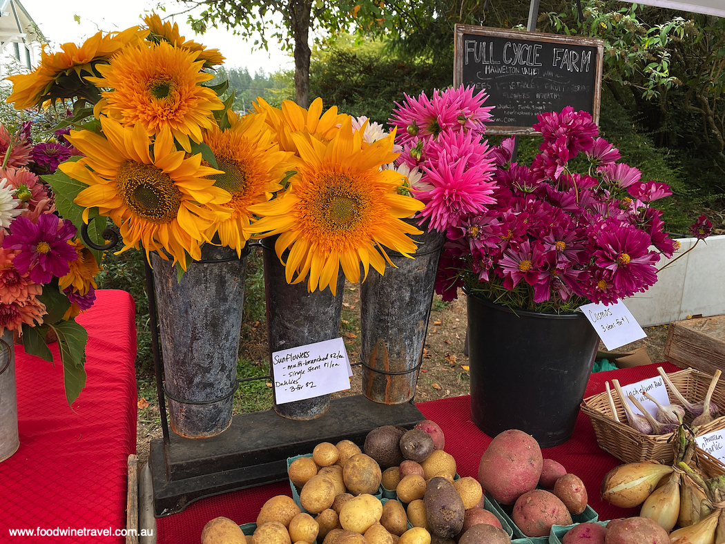 Whidbey Island Bayview Farmers Market Flowers horizontal sunflowers and dahlias