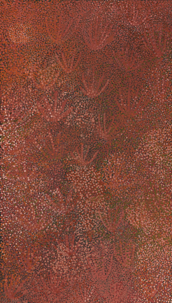 Emily Kam Kngwarray, Anmatyerr people, Anwerlarr (pencil yam), 1990, National Gallery of Australia, purchased 1990 © Emily Kam Kngwarray/Copyright Agency.