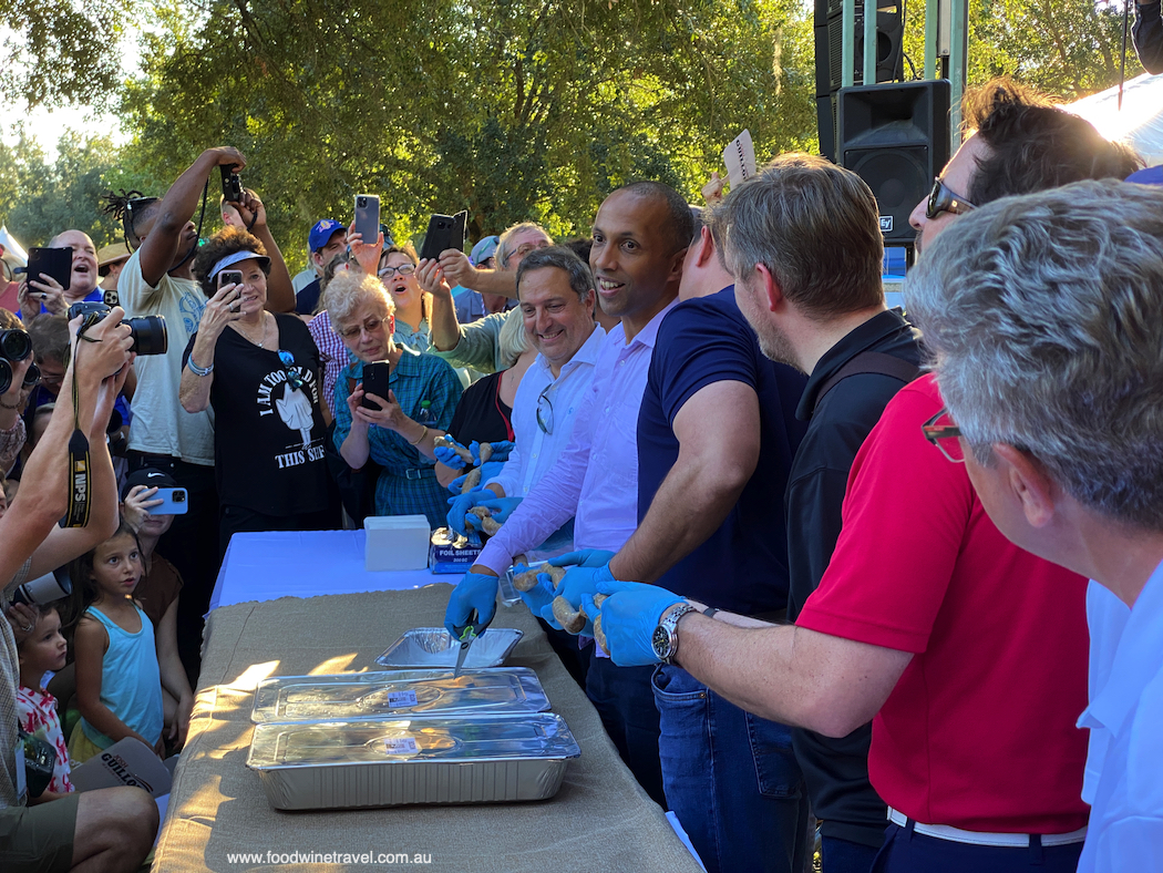 The cutting of the boudin at this year's Festivals Acadiens et Créoles.