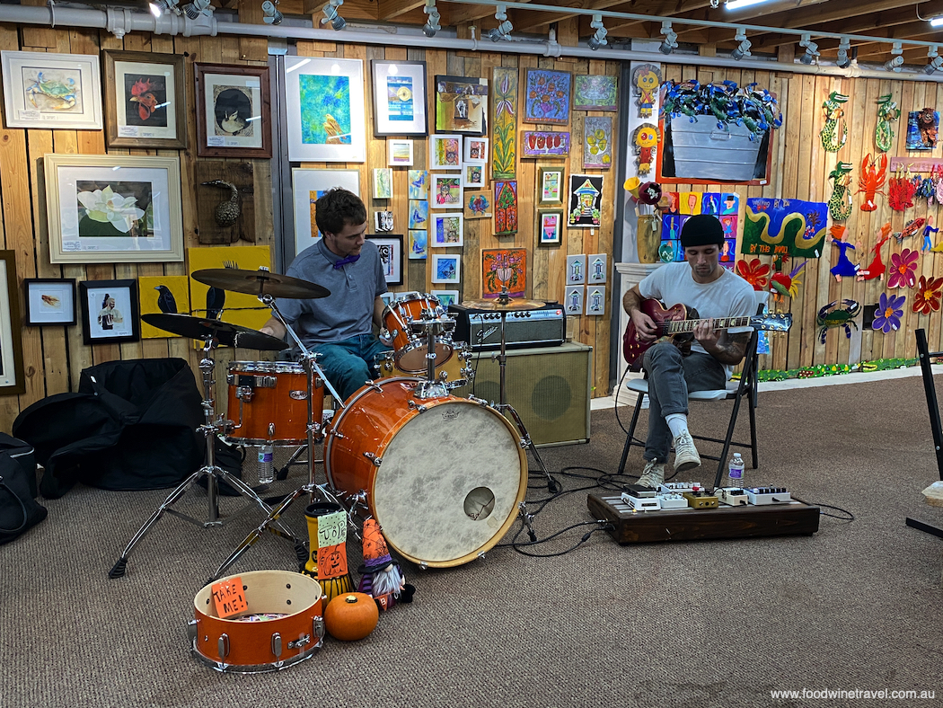 ArtWalk Lafayette provides a great opportunity for a jam session: this one was in an art gallery in the main street.