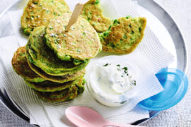 Check out this recipe for Green Pea Fritters from Lunchbox Boss.