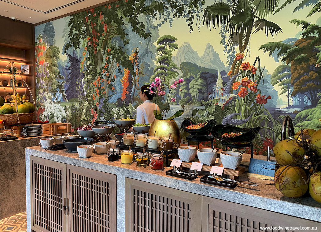 The breakfast buffet at Rice Market extends across several rooms.