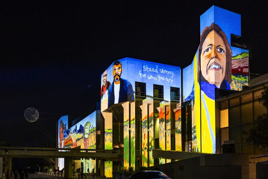 Vincent Namatjira: Indigenous All Stars, installation view for Enlighten Festival, 2024, National Gallery of Australia, Kamberri/Canberra, 2024.