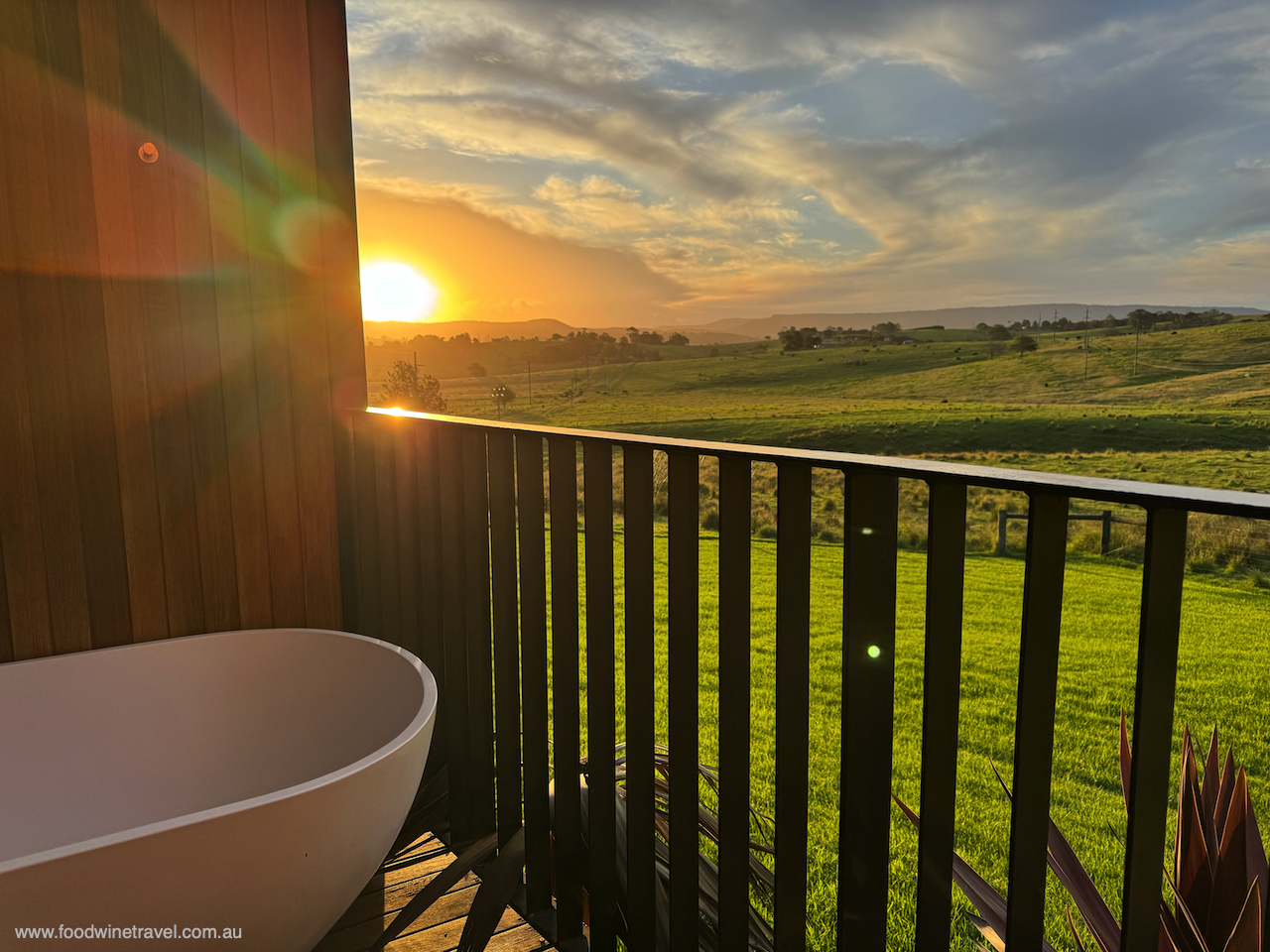 Cupitt's Estate Sunrise and a view from the villa's outdoor tub.
