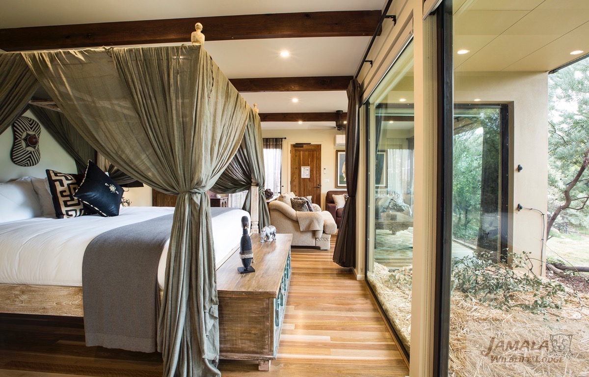 The bungalow has full-length windows for perfect viewing.