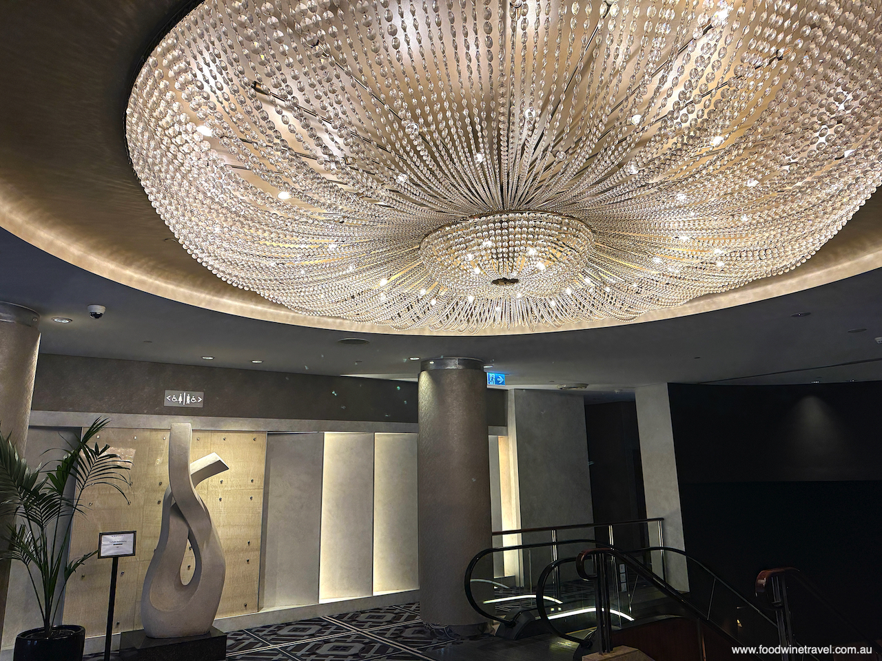 Sydney Sofitel Wentworth. A spectacular heritage-listed chandelier is a reminder of the hotel's storied past.