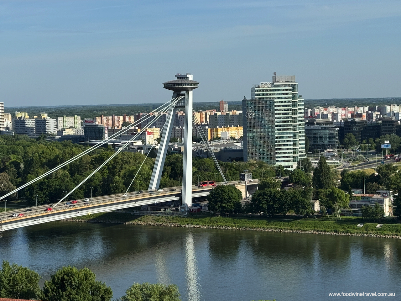 The Most SNP or ‘UFO Bridge’ in Bratislava, seen in Communist times as the gateway to the west.