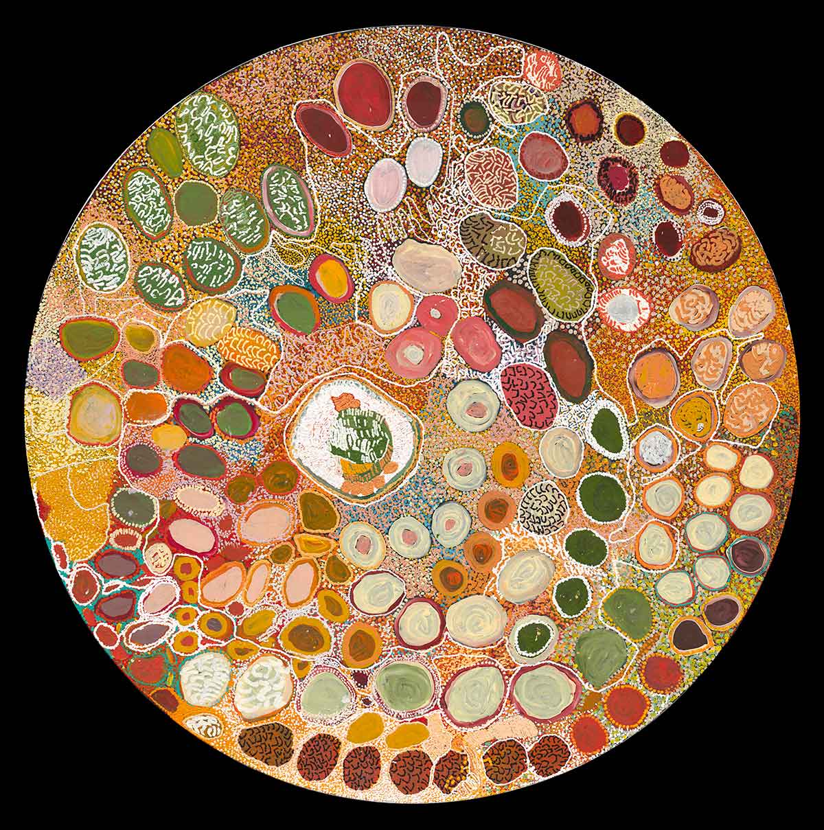 First Nations artwork, Minyipuru at Pangkal, 2016, by Martumili Artists. Photo courtesy National Mu